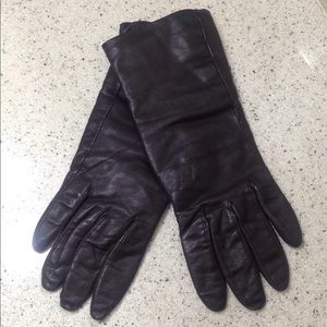 Brown leather cashmere lined gloves, size 7 1/2